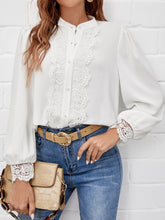 Contrast Guipure Lace Button Front Shirt